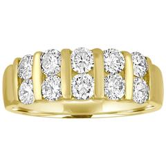 2 Row 1.50 Carats Diamond Gold Half Band Ring 12