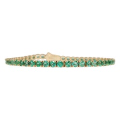 NO RESERVE! 11.07Ct Emerald Tennis Riviera - 14kt Yellow gold - Bracelet