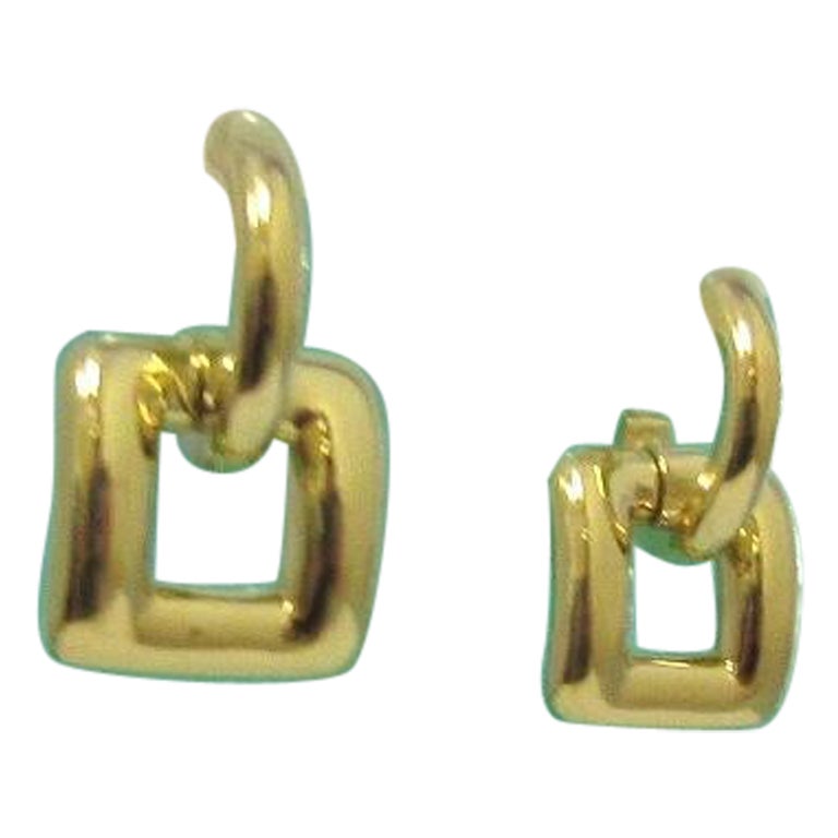 Tiffany & Co. Boucles d'oreilles en goutte carrées en or 18 carats et biscayne en vente