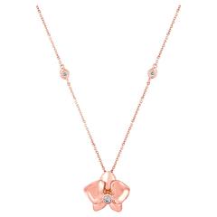 Diamond And Rose Gold Flower Pendant Chain Necklace 2