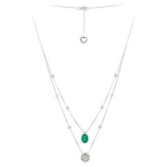 Nwt 18KT Gold $7, 000 Glittering Fancy Green Emerald Diamond Pendant Necklace