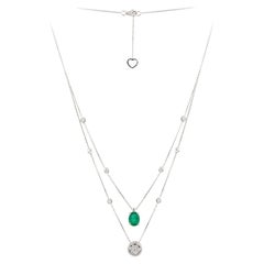 Collier pendentif fantaisie en or 18 carats avec diamants et émeraudes vertes scintillantes, 7 000 $