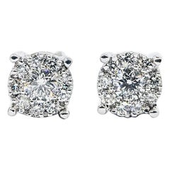 Orecchini con diamanti a grappolo da .73ctw in oro bianco