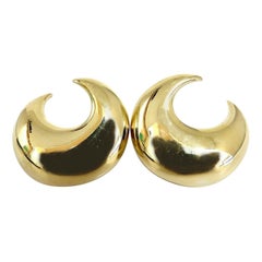Islam Arab Domed Crescent Left Right Lobe Earrings 18 Karat High Shine