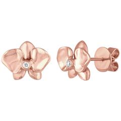 Diamond & Rose Gold Flower Stud Earrings 12