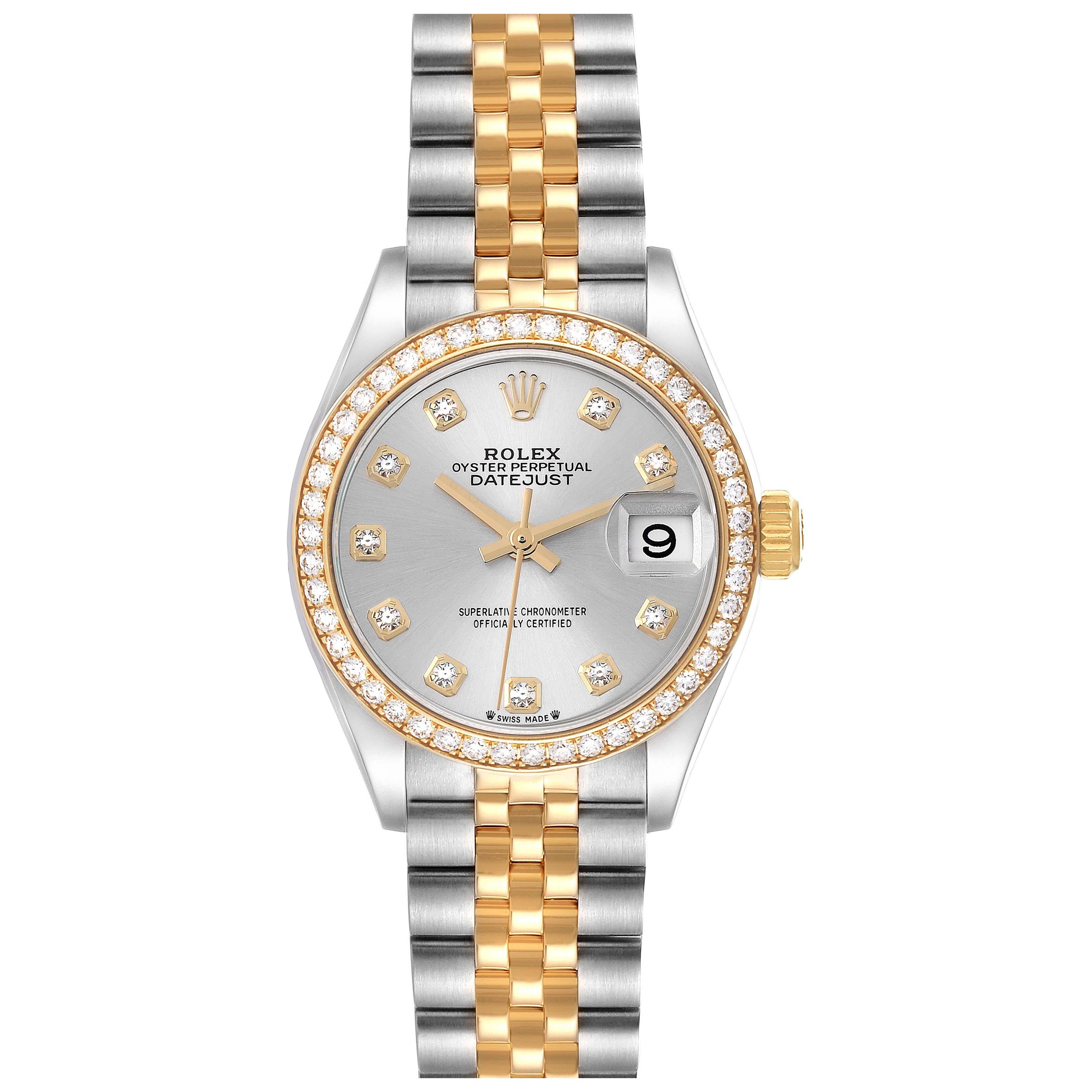 Rolex Montre Datejust en acier, or jaune et diamants pour femmes 279383 non portée en vente