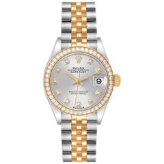 Rolex Montre Datejust en acier, or jaune et diamants pour femmes 279383 non portée