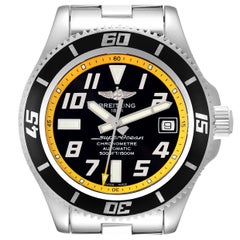 Breitling Superocean 42 Abyss Black Yellow Dial Steel Watch A17364 Box Papers