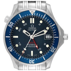 Omega Seamaster Diver 300M GMT Blue Dial Steel Mens Watch 2535.80.00 Box Card