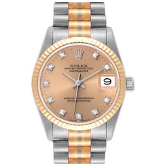 Vintage Rolex President Midsize Tridor White Yellow Rose Gold Diamond Ladies Watch 68279