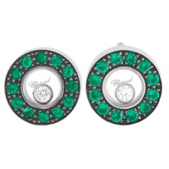 Chopard 18K White Gold Diamond and Emerald Earrings CH04-021524