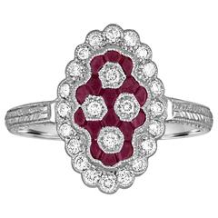 0.80 Carats Ruby Diamond Gold Ring 9