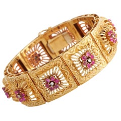 18K Yellow Gold Diamond and Ruby Art Nouveau Bracelet MF01-021423