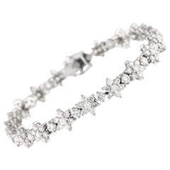 18K White Gold 4.0ct Diamond Flower Line Bracelet MF02-021424