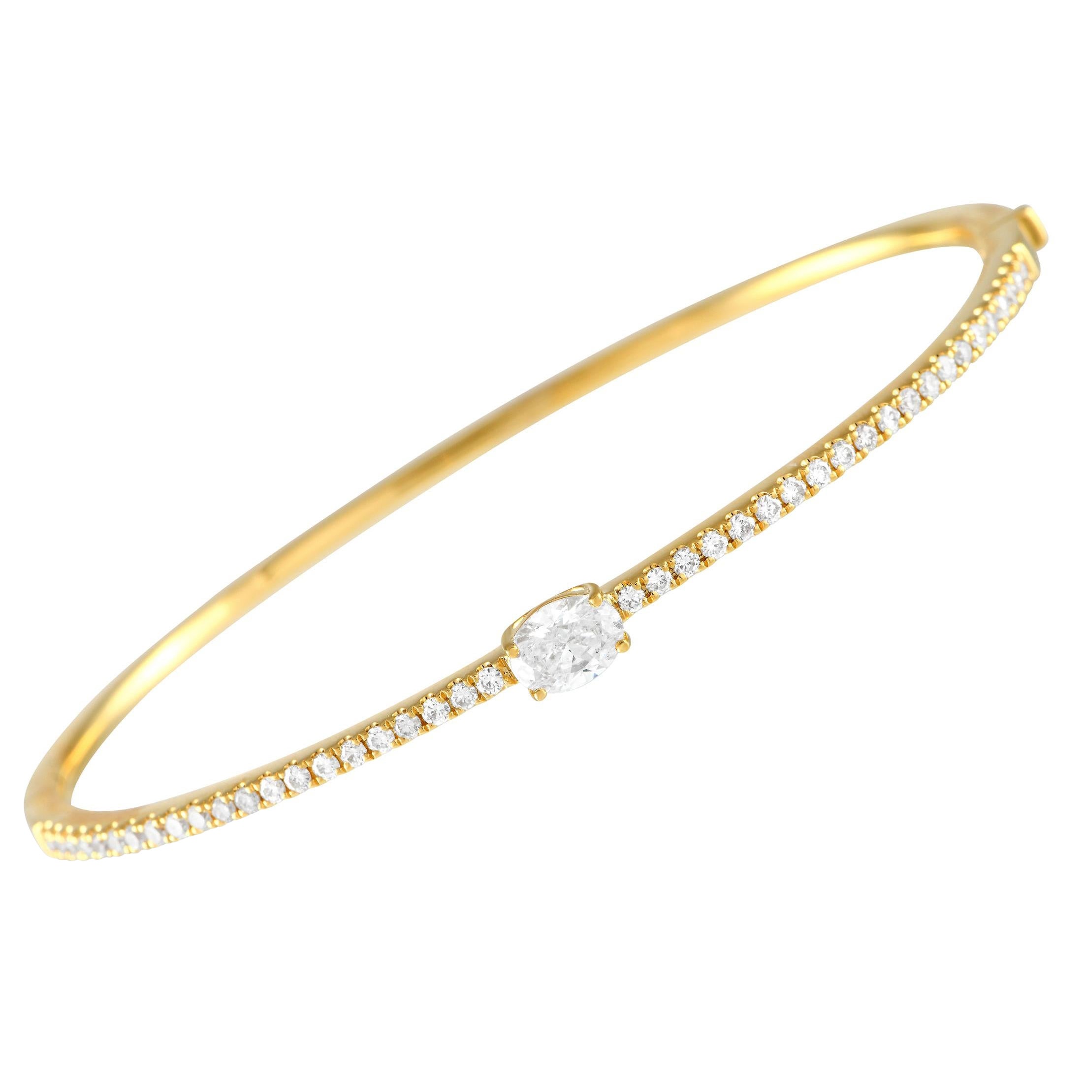 18K Yellow Gold 1.15ct Diamond Bangle Bracelet ALB-17969-Y