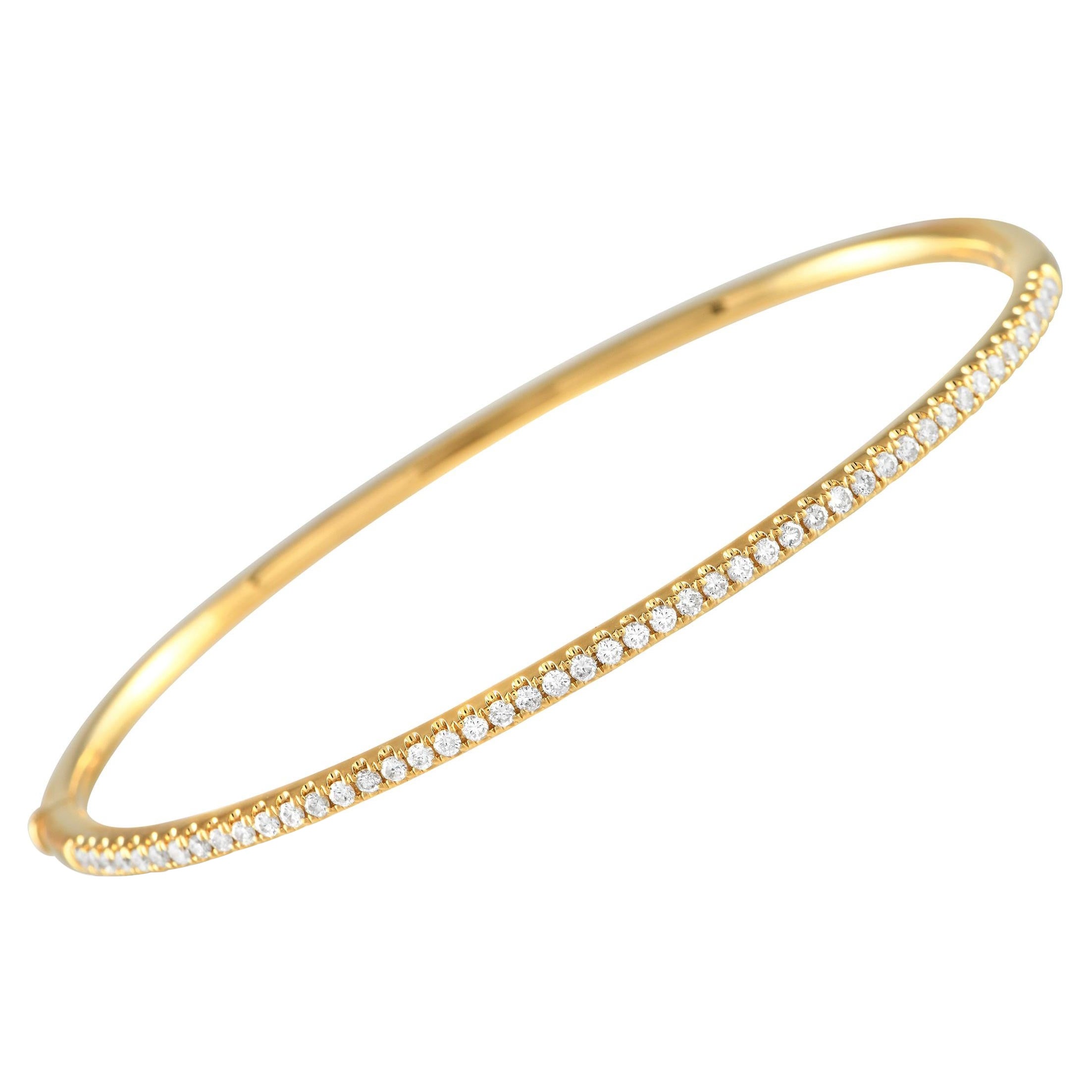 18K Yellow Gold 0.50ct Half-Eternity Bangle Bracelet ALB-15074-Y