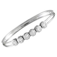 18K White Gold 2.30ct Six Diamond Bangle Bracelet ALB-18454