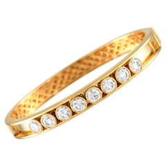 18K Yellow Gold 4.25ct Eight Moving Diamond Bangle Bracelet ALB-18532-Y