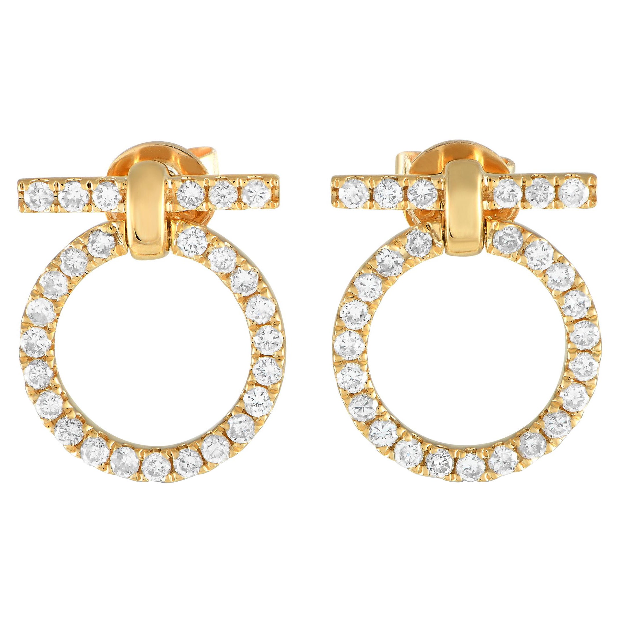 18K Yellow Gold 0.70ct Diamond Earrings AER-18367-Y For Sale