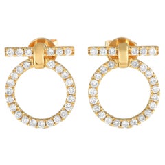 Boucles d'oreilles AER-18367-Y en or jaune 18 carats et diamants 0,70 carat
