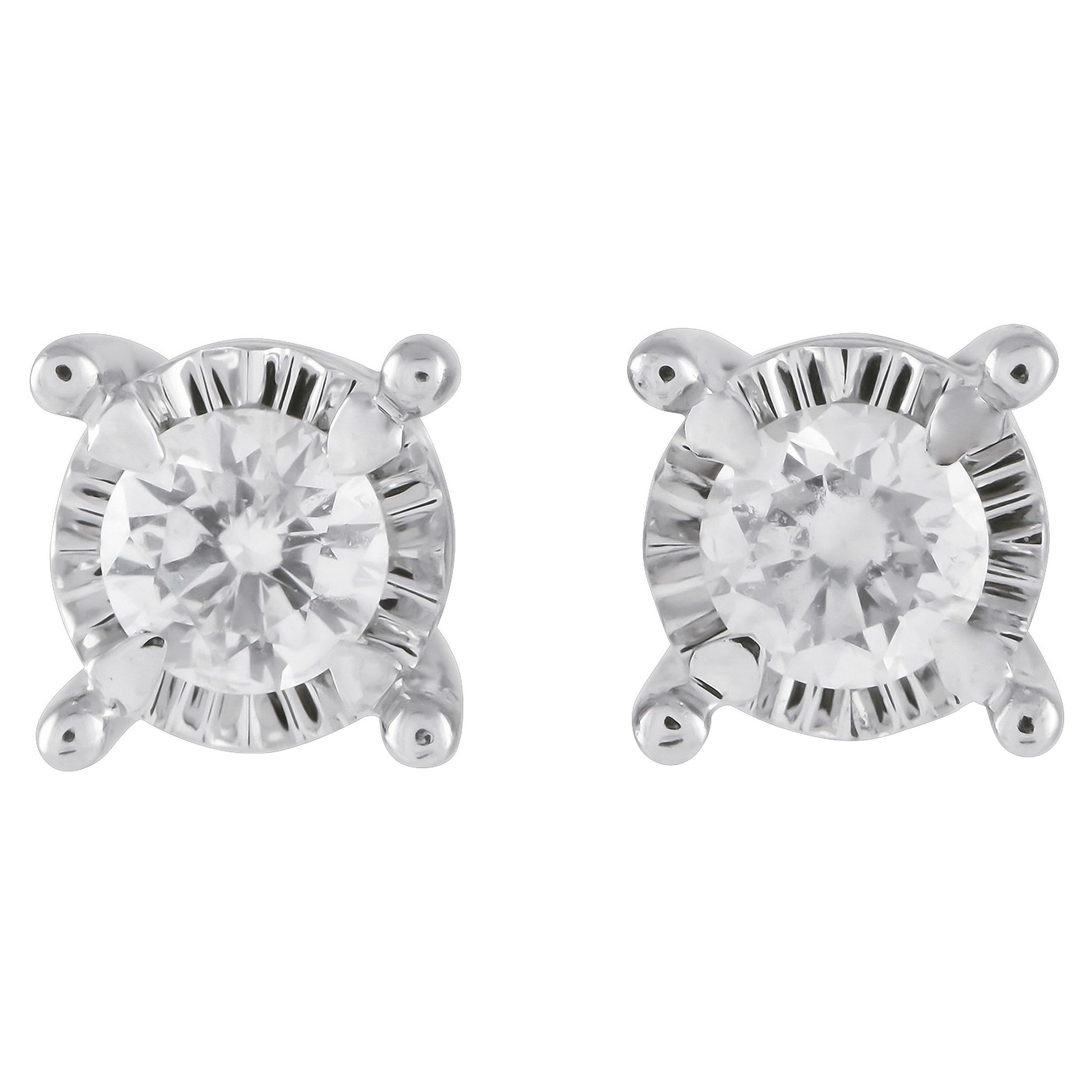 14K White Gold 0.14ct Diamond Stud Earrings MF13-121923 For Sale