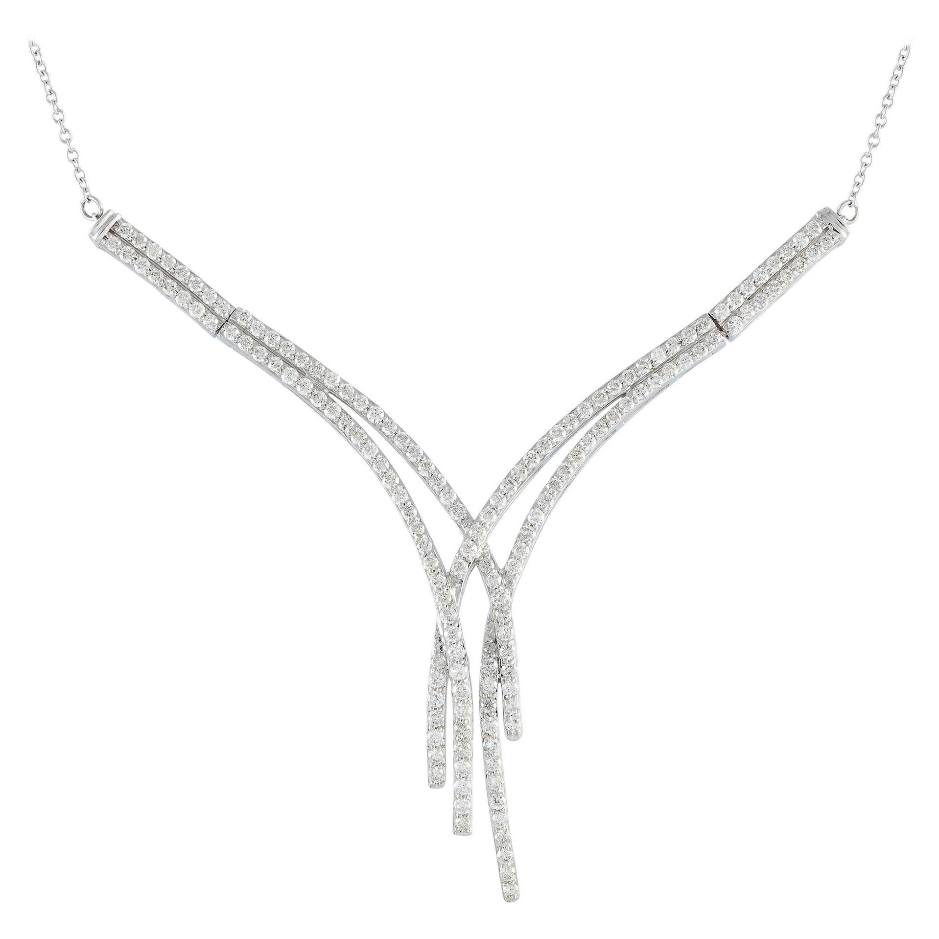 14K White Gold 1.50ct Diamond Necklace NK4-10168W For Sale