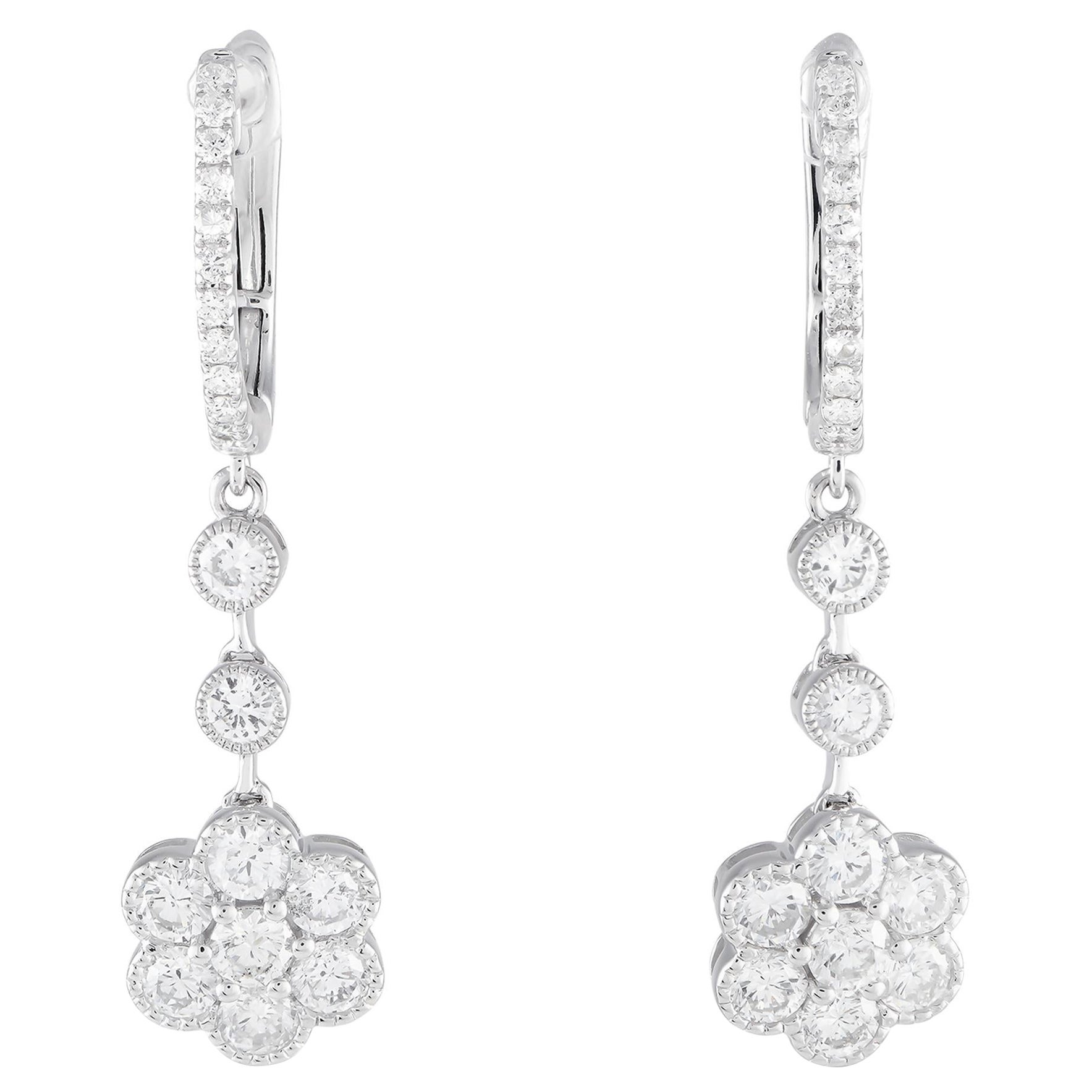 18K White Gold 1.73ct Diamond Drop Earrings AER-15661