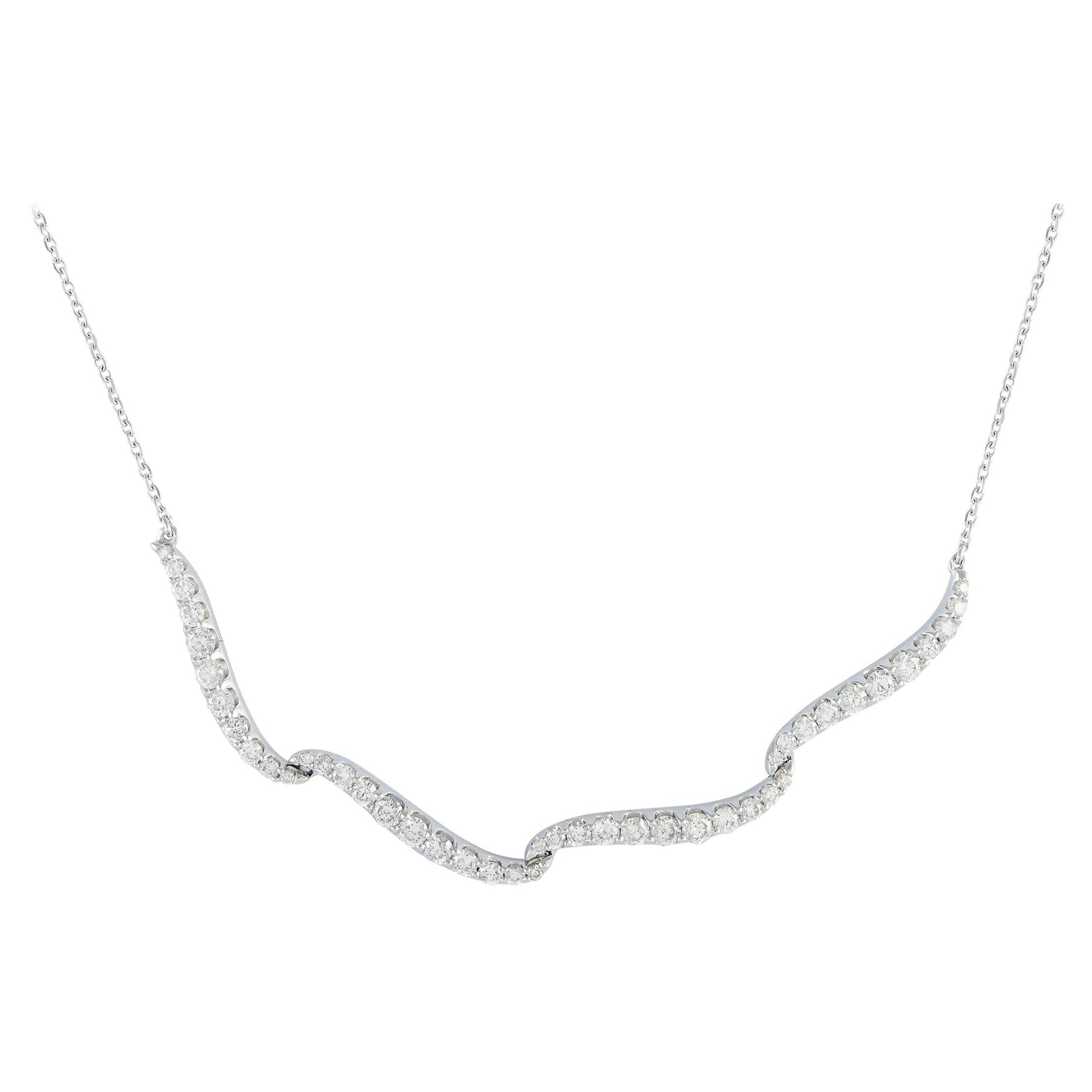 14K White Gold 1.25ct Diamond Necklace NK4-10216W For Sale