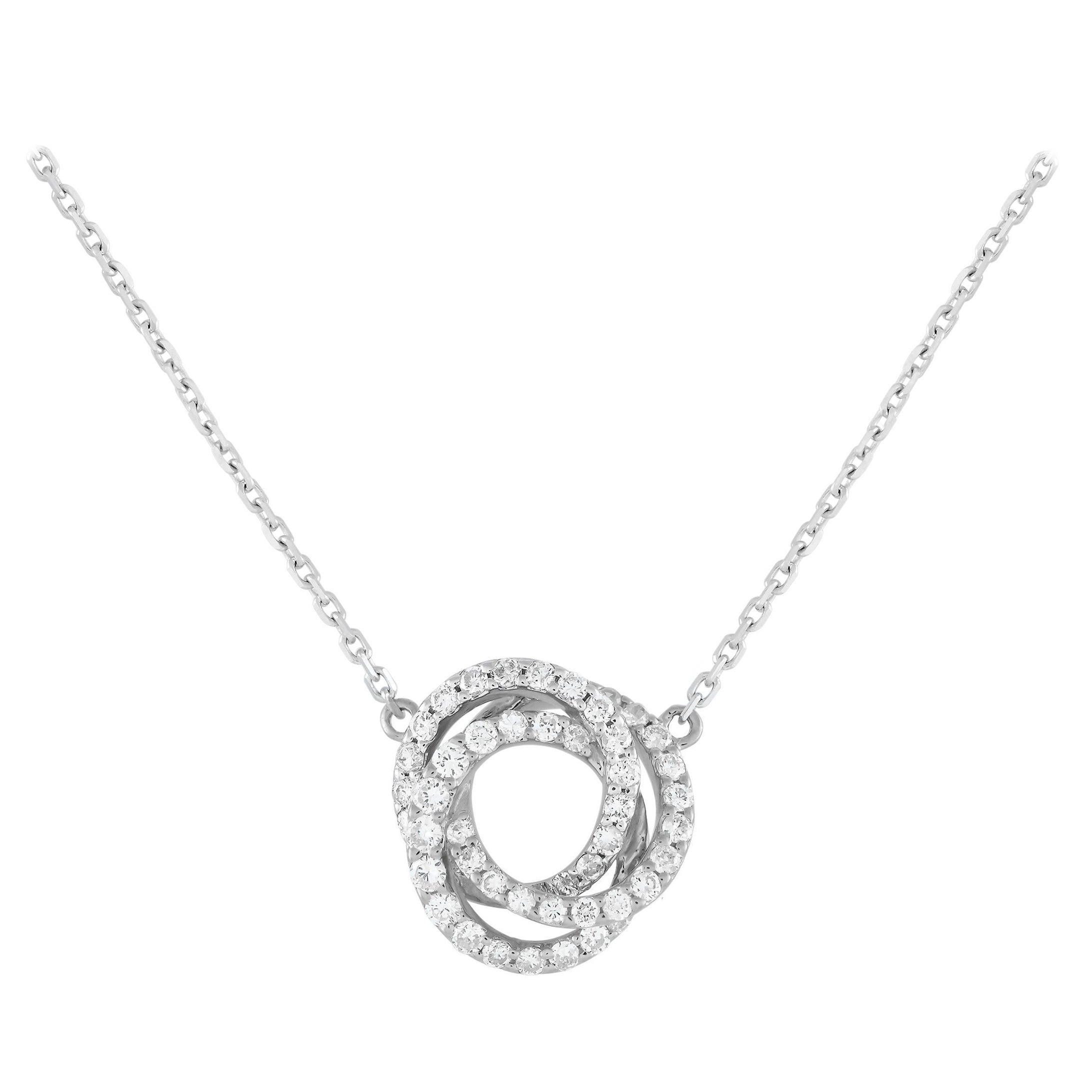 18K White Gold 0.50ct Diamond Triple Ring Necklace ANK-13200-W For Sale