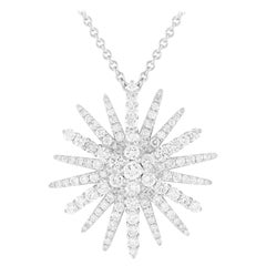18K White Gold 2.30ct Diamond Sunburst Necklace ANK-17782