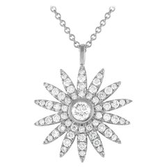 18K White Gold 1.80ct Diamond Sunflower Necklace ANK-17927