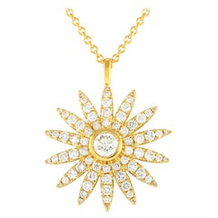 18K Yellow Gold 1.80ct Diamond Sunflower Necklace ANK-17927-Y