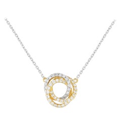 18 Karat Weiß- und Gelbgold 0,50 Karat Diamant Dreifach-Ring-Halskette ANK-13200WY