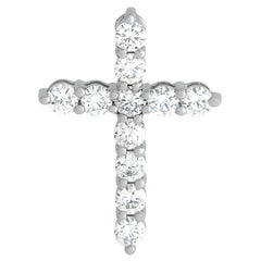 LB Exclusive Pendentif croix en or blanc 18 carats avec diamants 0,60 carat MF03-12223