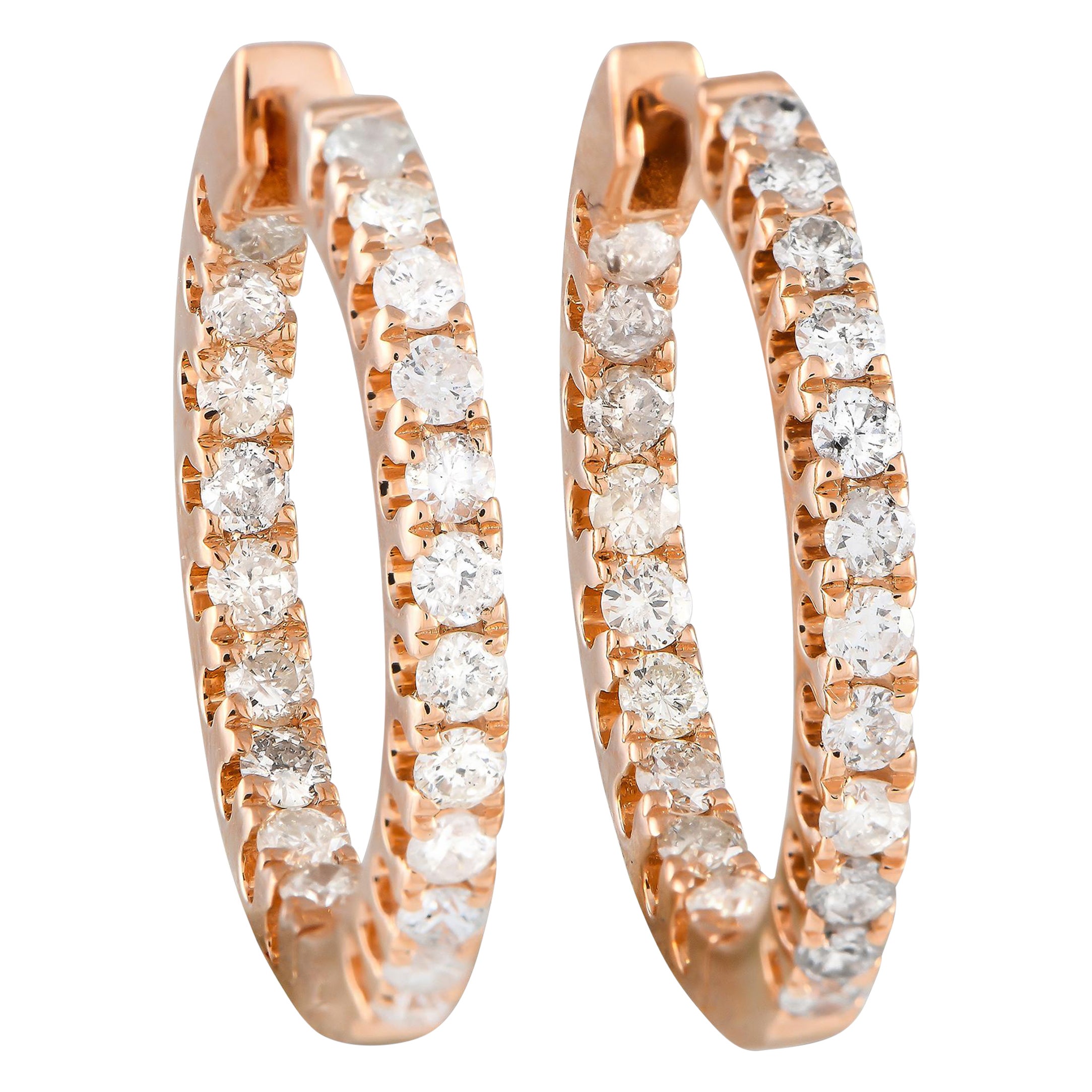 14K Rose Gold 1.0ct Diamond Inside-Out Hoop Earrings AER-4633R