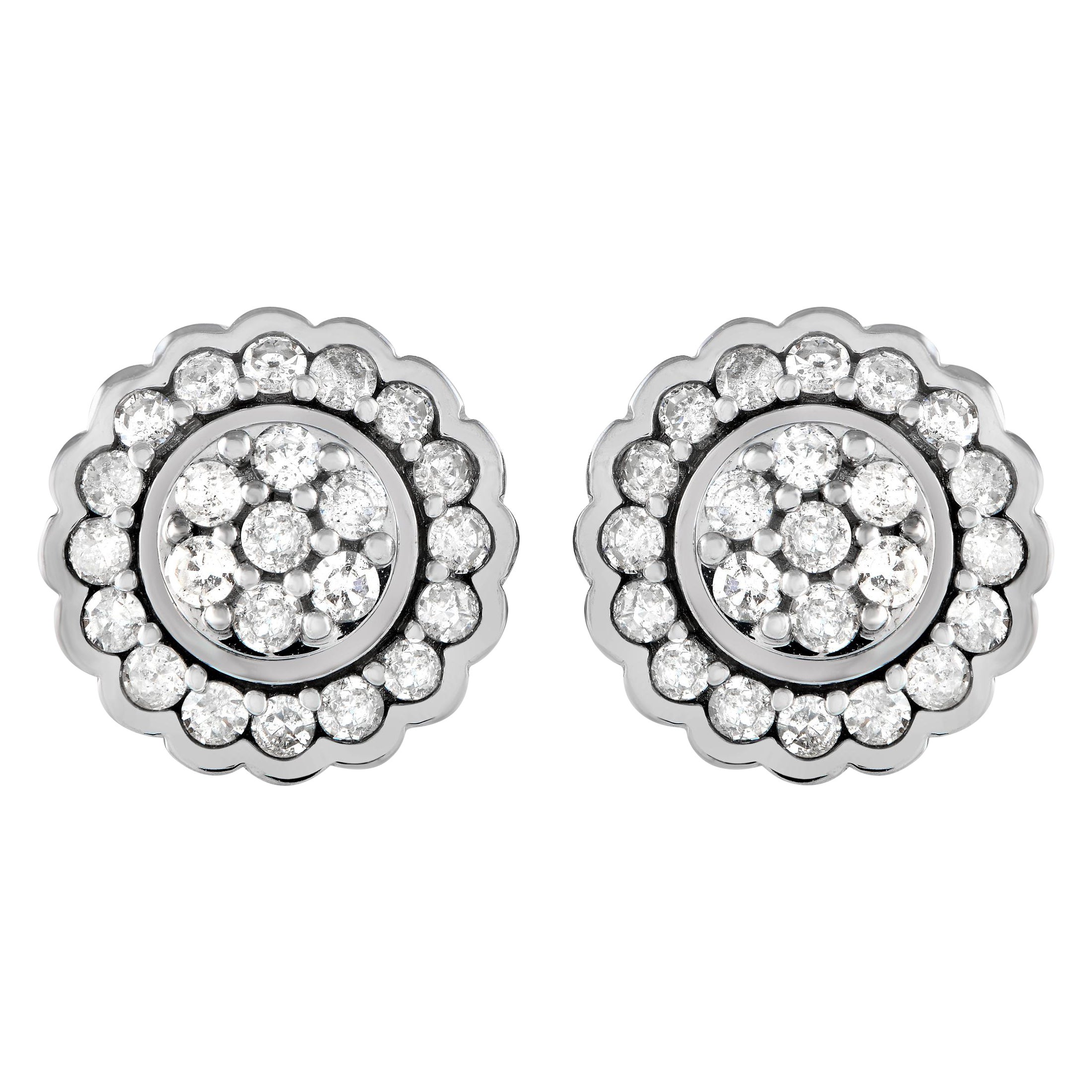 14K White Gold 0.50ct Diamond Flower Earrings ER28408 For Sale