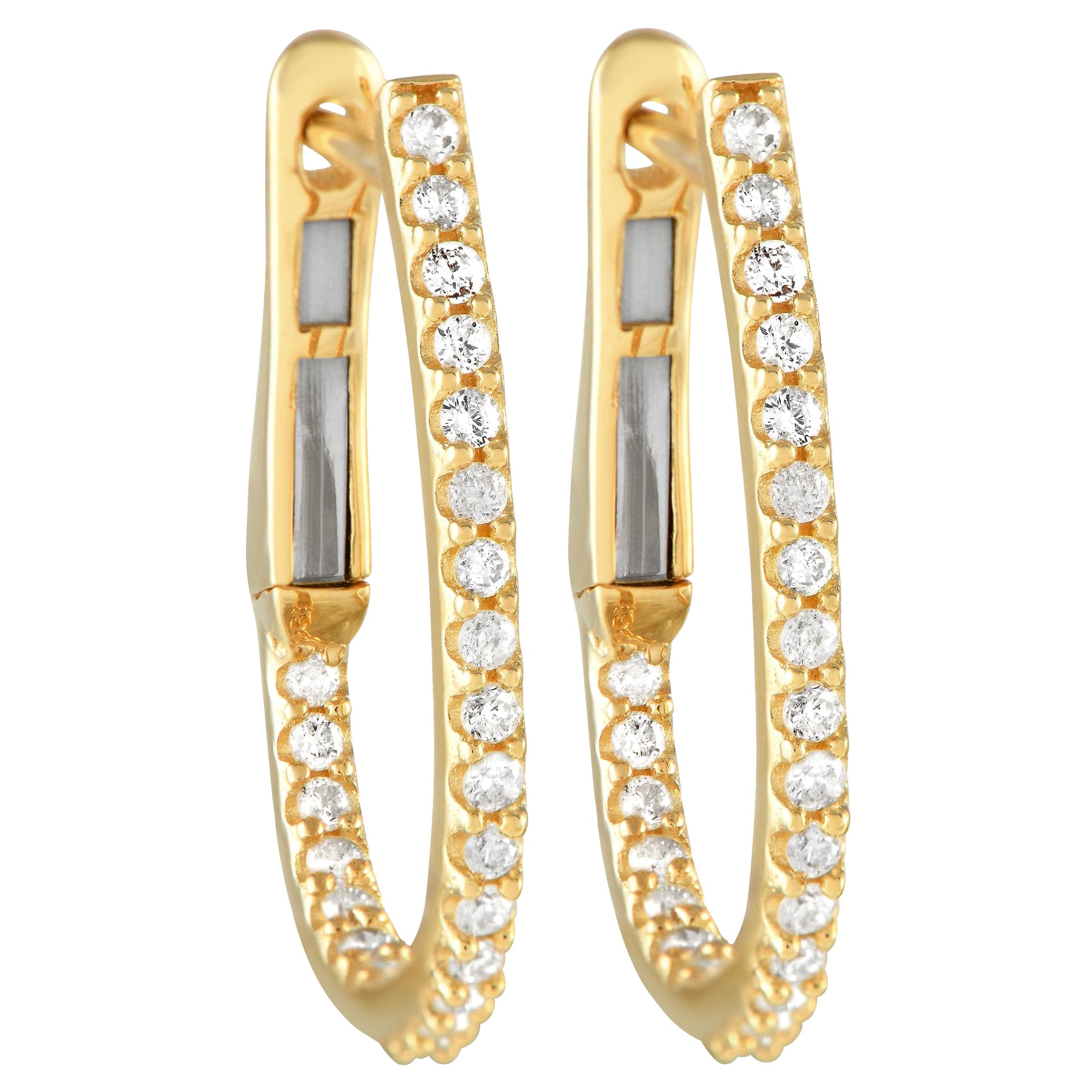 14K Yellow Gold 0.26ct Diamond Inside-Out Hoop Earrings EH4-10257Y