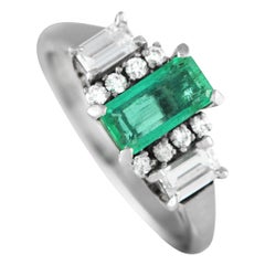 Platinum 0.49ct Diamond and Emerald Art Deco Ring MF12-021324