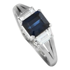 Platinum 0.43ct Diamond and Sapphire Three-Stone Ring MF13-021324