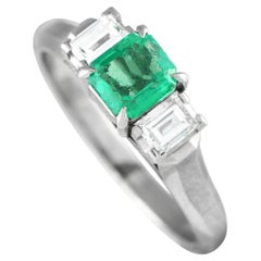 Platinum 0.48ct Diamond and Emerald Ring MF14-021324