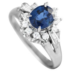 Platinum 0.20ct Diamond and Sapphire Sunburst Halo Ring MF15-021324