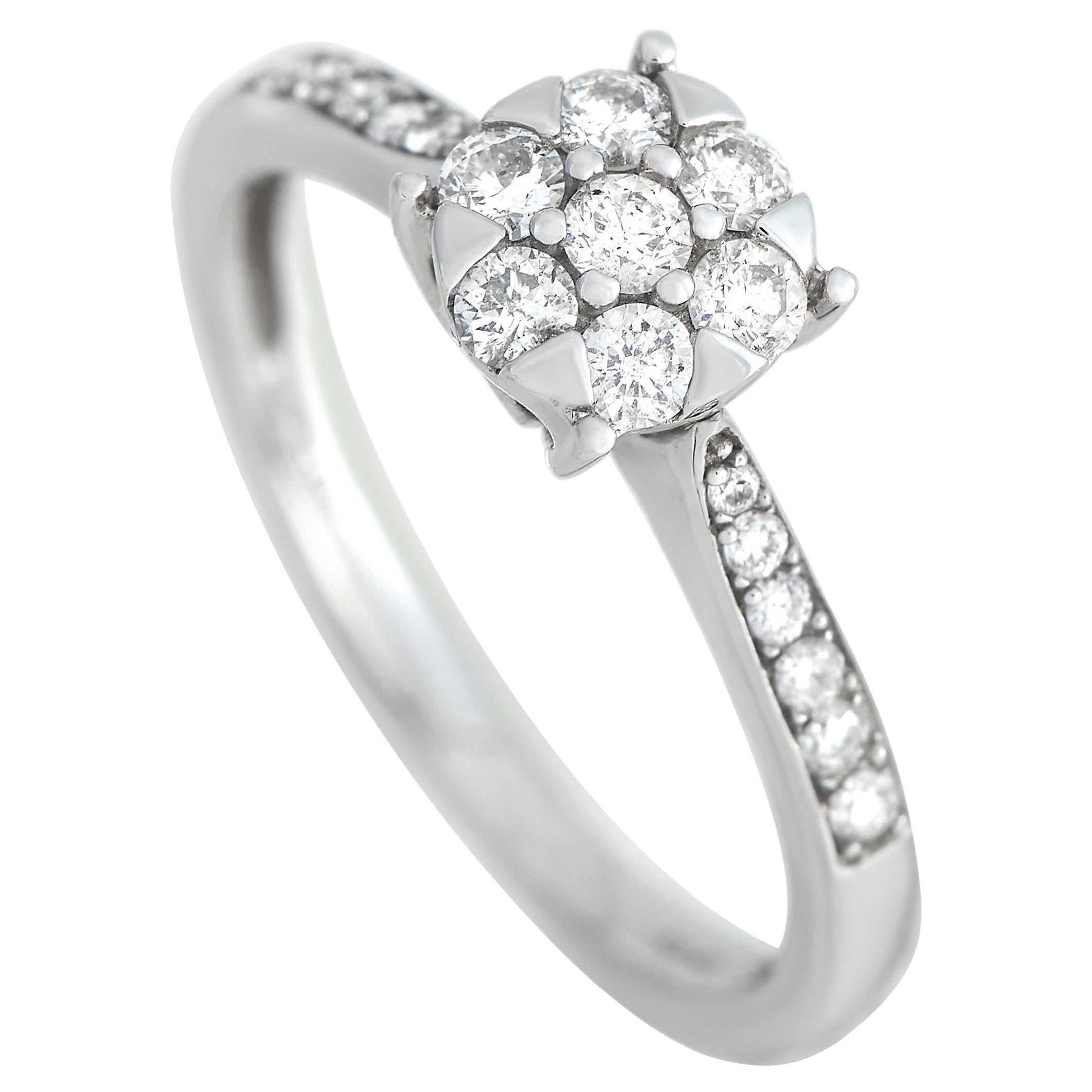 14K White Gold 0.40ct Diamond Cluster Ring RD4-10512W For Sale
