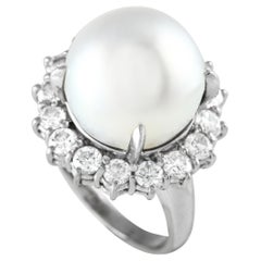 Platinum 1.99ct Diamond and Pearl Cocktail Ring MF20-021324