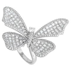 18K White Gold 5.19ct Diamond Butterfly Statement Ring MF25-021424