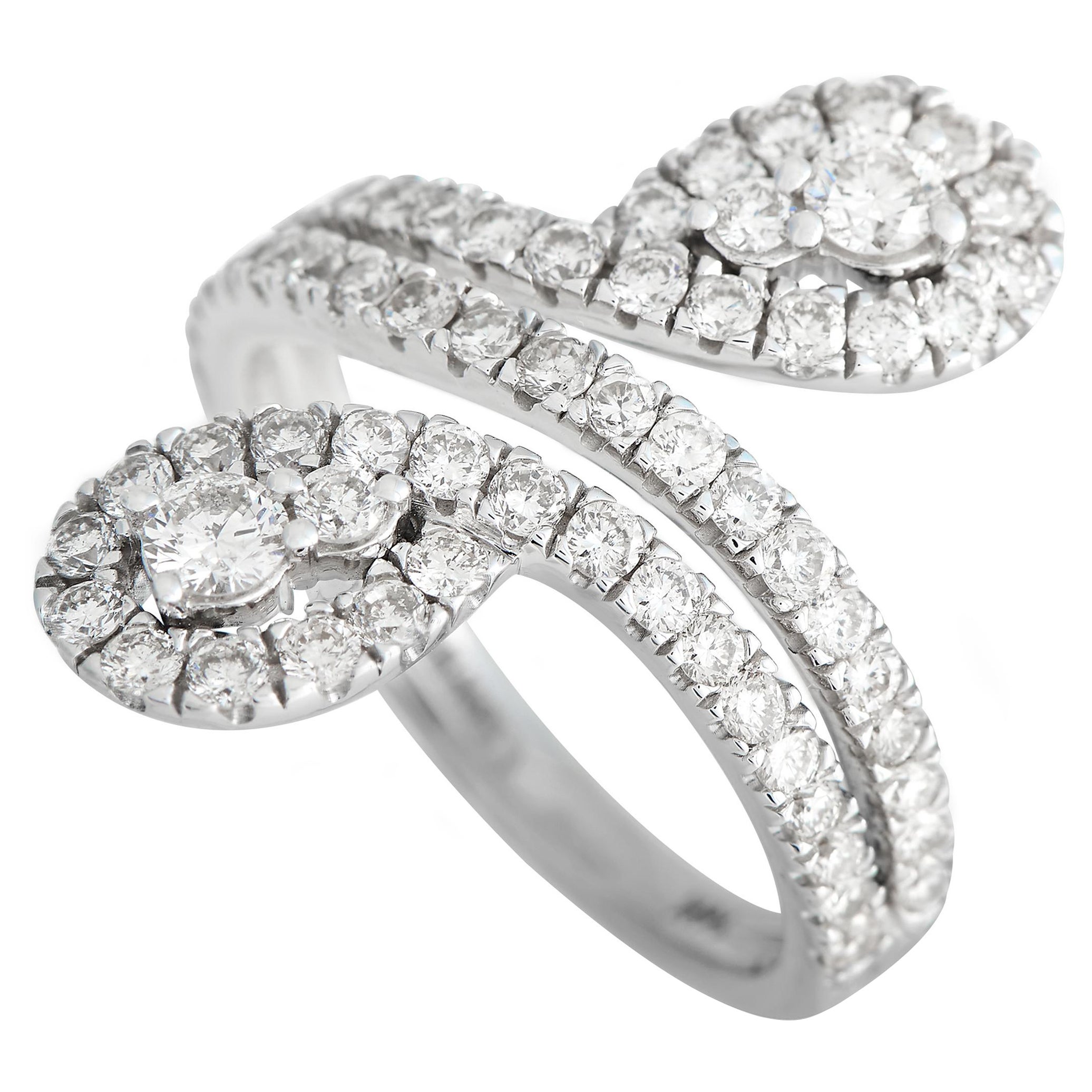 14K White Gold 1.53ct Diamond Pear Split Ring RD4-10917W For Sale