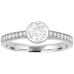 Round 0.53 Carat Diamond Bezel Set Gold Engagement Ring 8