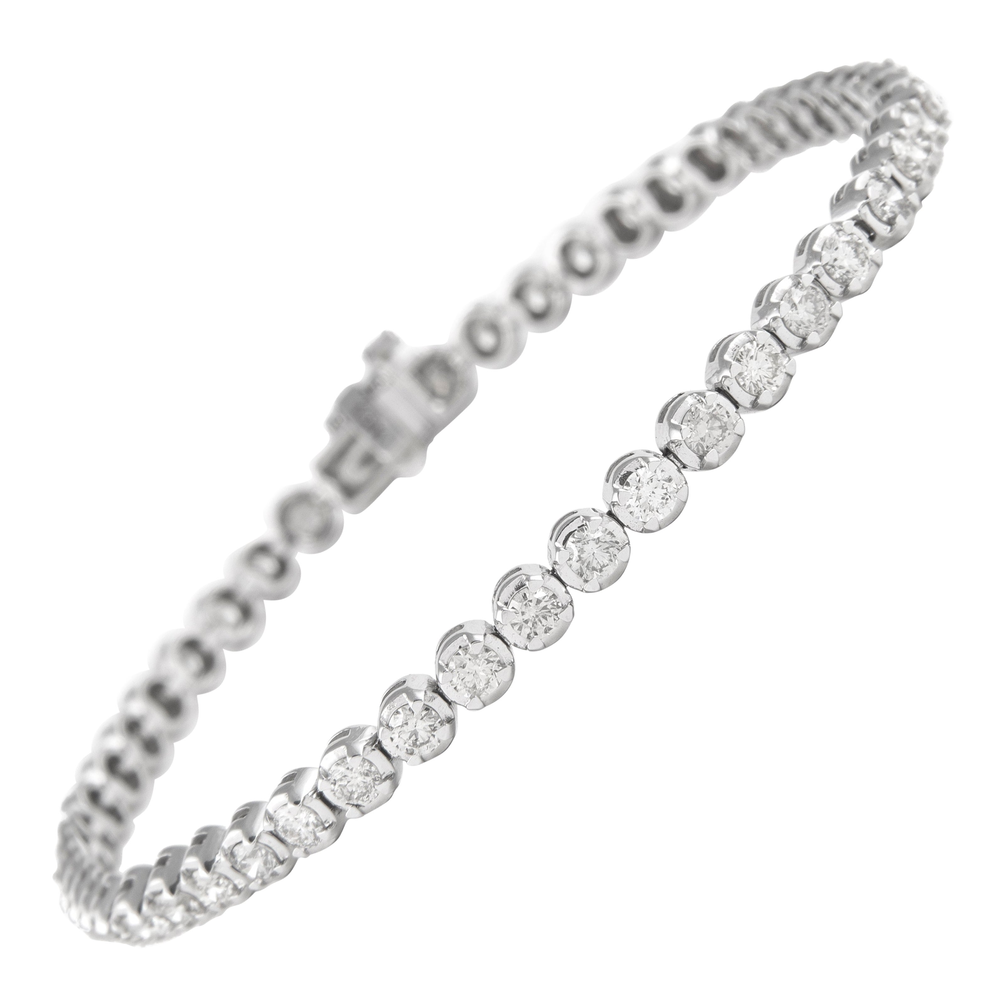 Alexander Beverly Hills Bracelet tennis en or blanc 14 carats avec diamants de 3,35 carats en vente