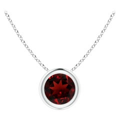 Natural Bezel-Set Round 0.60ct Garnet Solitaire Pendant in Platinum