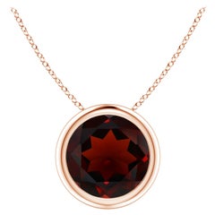 Natürlicher Granat-Solitär-Anhänger mit Lünette, rund 2,2 Karat, aus 14 Karat Roségold