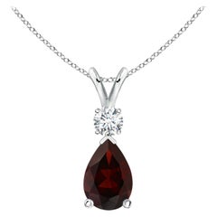Natürlicher 1,8 Karat Granat-Tropfen-Anhänger mit Diamant in Platin
